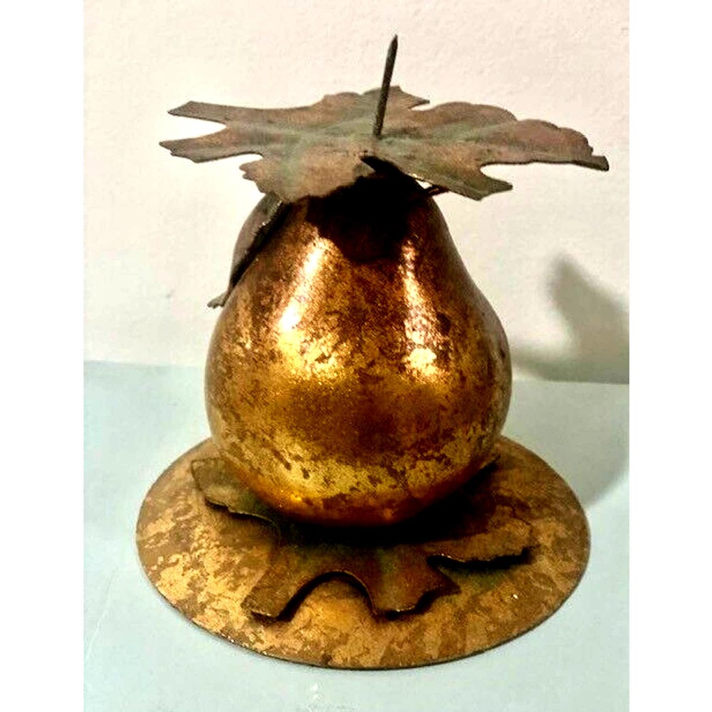Vintage Pear Gold Candlestick Holder Gold Department 56 4 1/2 Inches